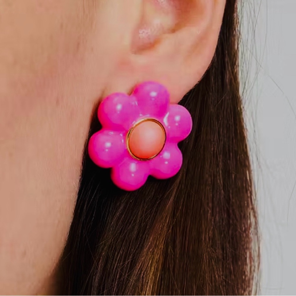 $98 Kate Spade Petal Puff Statement Studs pink multi